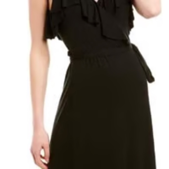 Rachel Pally Lita Black Dress Wrap Front Ruffle Trim I XS I Jersey Knit - Picture 8 of 11